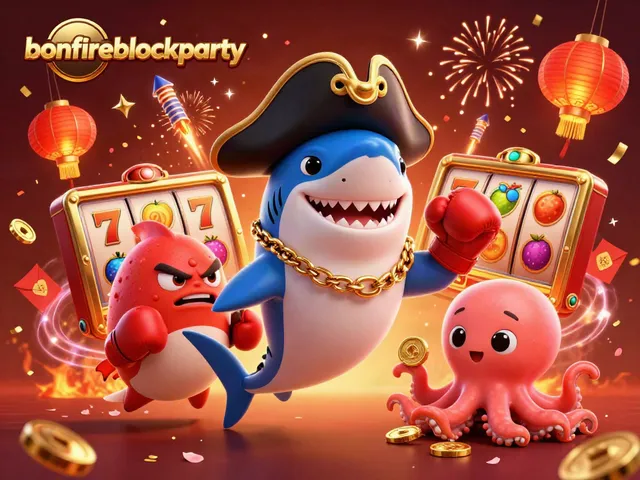 Experience the thrill of bonfireblockparty with our vibrant 3D casino scene featuring colorful characters!